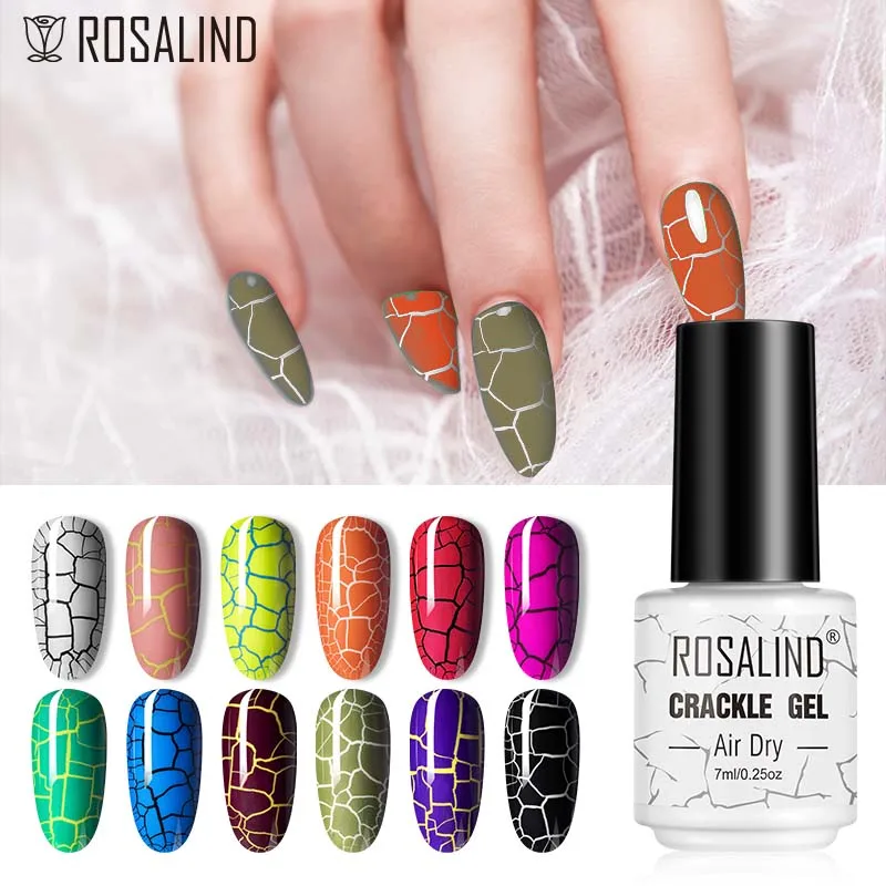 Top Trends: ROSALIND Crackle Gel Polish Semi Permanent Cracking Nail Lacquer Air Drying Hybrid Varnishes Nail Art Gel Polish Top Base Coat Shoppable Styles