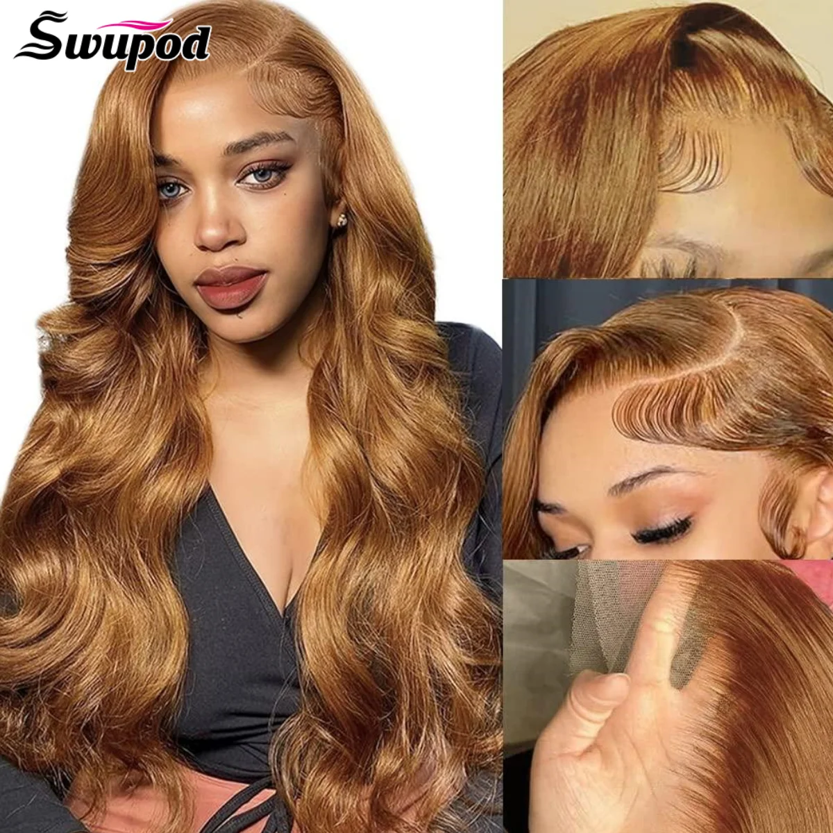 Top Trends: Swupod 13x4 13x6 200 Density Transparent HD Lace Front Wig For Women Body Wave Wavy Remy Human Hair 30 # Brown Color Glueless Shoppable Styles