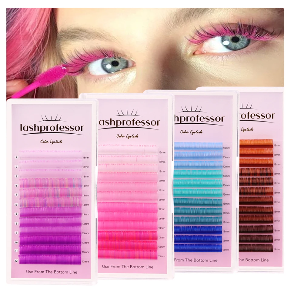 Top Trends: Color Lash Purple Blue Brown Pink Eyelash Extension Individual False Faux Colored Gradient Mink Lashes For Makeup Rainbow Colord Shoppable Styles