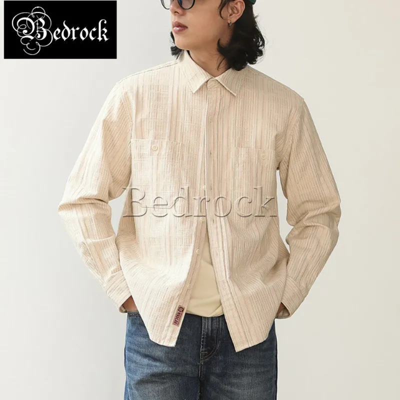 Top Trends: MBBCAR American Style Vintage 100% Cotton Beige Shirts For Men 4 Yarn-dyed Simple One Wash Casual Men's Shirts And Blouses 9236 Shoppable Styles