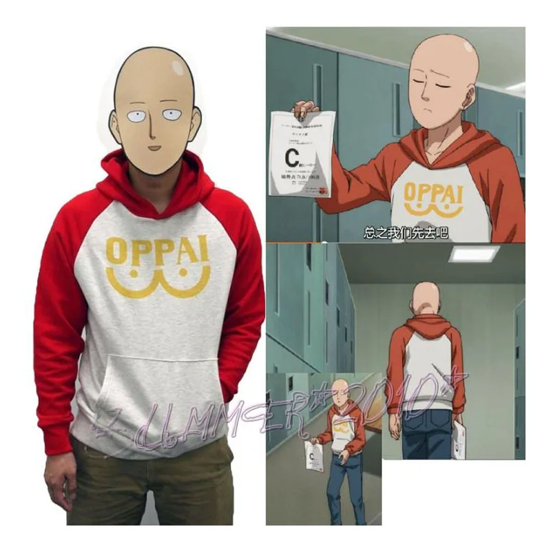 Top Trends: New Anime One Punch Man Saitama Oppai Hoodie Pullover Sweatshirt Cosplay Costume Shoppable Styles