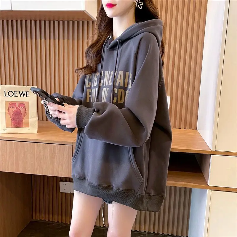 Top Trends: Fashion Printed Pockets Lace Up Hoodies Sweatshirts Female Clothing 2023 Winter Oversized All-match Tops Casual Sweatshirts Shoppable Styles