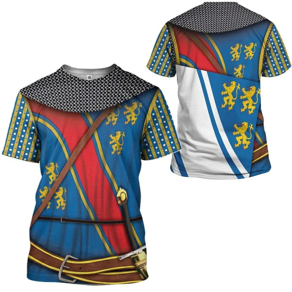 Top Trends: 2022 Men's T-Shirts Round Neck European Templars Printed Fashion Casual Retro Oversized T-Shirts Knight Streetwear Tops Men Shoppable Styles - Image 6