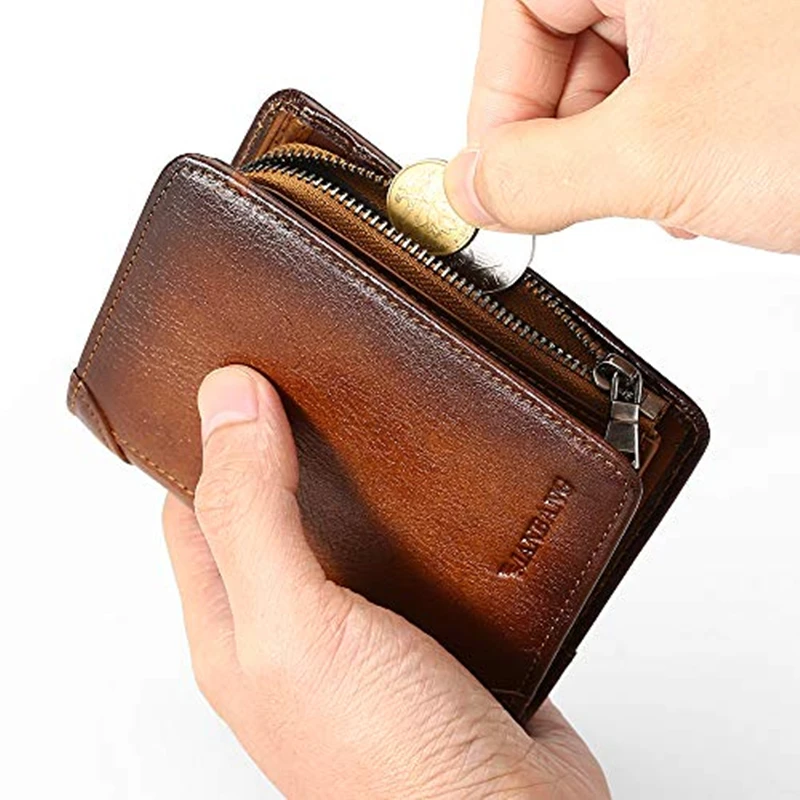 Top Trends: MR.JULIET New Men's Real Leather Short Vertical Anti-theft Card Holder Multifunctional Wallet Shoppable Styles