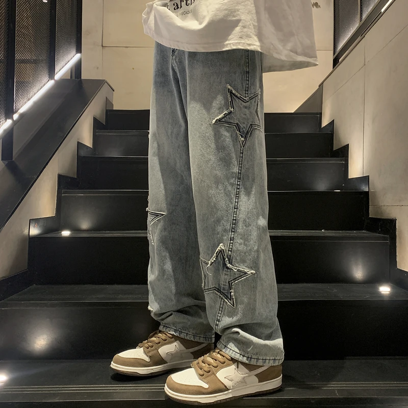 Top Trends: Y2K Vintage Men Korean Black Streetwear Oversize Star Aesthetic Straight Trousers Wide Leg Jeans Alt Denim Pants Women Clothes Shoppable Styles - Image 5