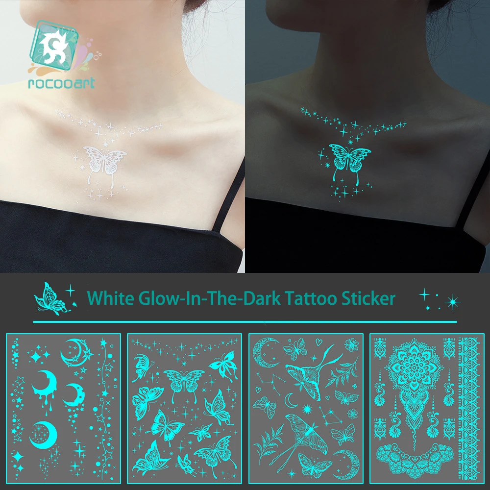 Top Trends: White Floral Small Fresh Finger Collarbone Luminous Waterproof Sweatproof Temporary Tattoo Sticker Shoppable Styles