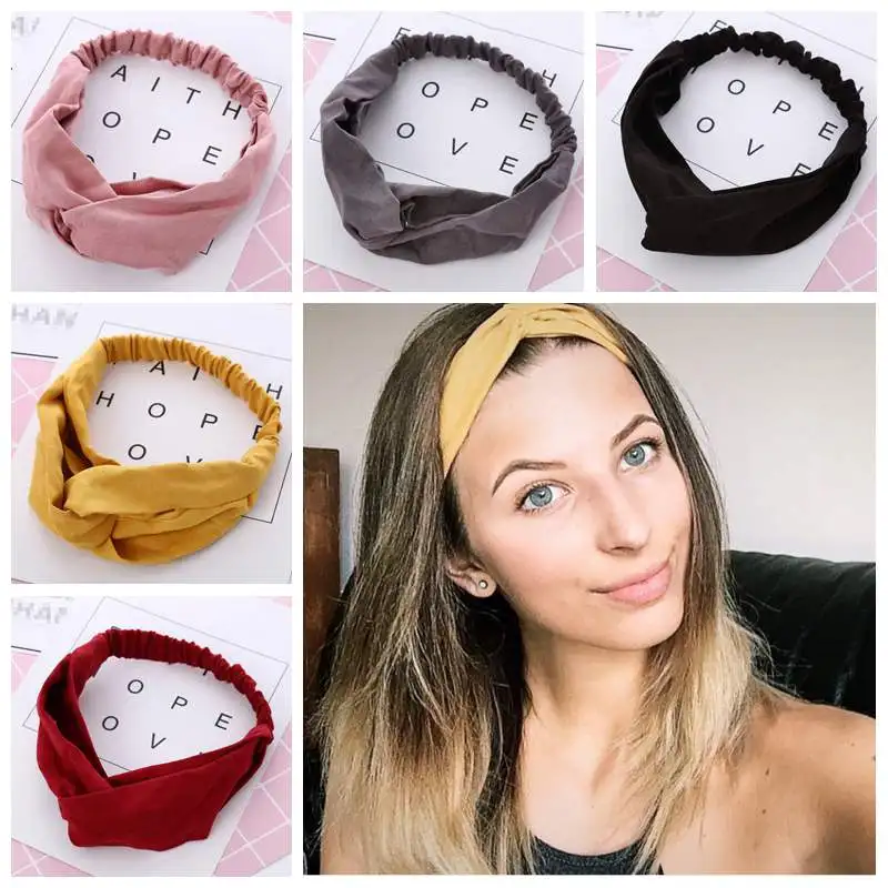 Top Trends: Women Hairband Summer Autumn Suede Headband Vintage Cross Knot Elastic Hair Bands Soft Solid Girls Hair Accessories Shoppable Styles