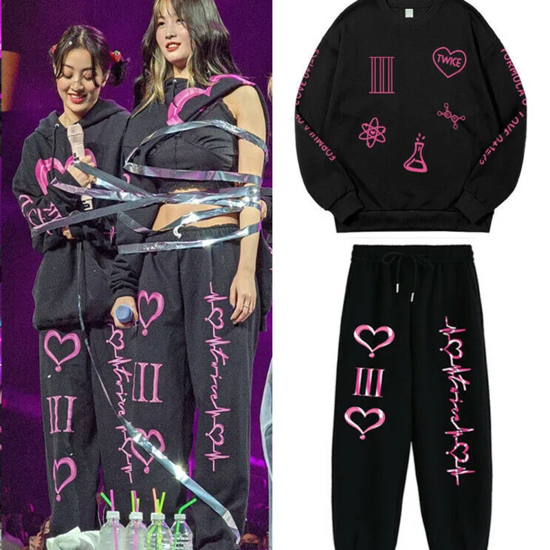 Top Trends: Kpop Twice Concert 4th World Tour III Concert Tracksuits Women Sets Harajuku Hip Hop Pullovers Sets Cool Jogger Pants Clothes Shoppable Styles