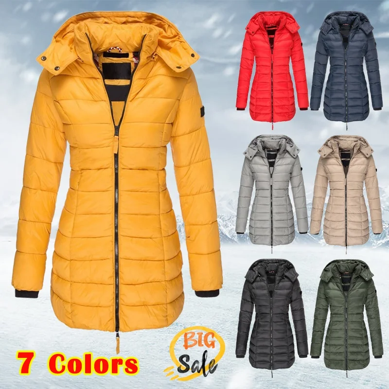 Top Trends: Autumn Winter Fashion Women&#039;s Zipper Hooded Cotton Jacket Outwear Casual Thick Long Coat Lightweight Down Jacket Puffer Coat Shoppable Styles