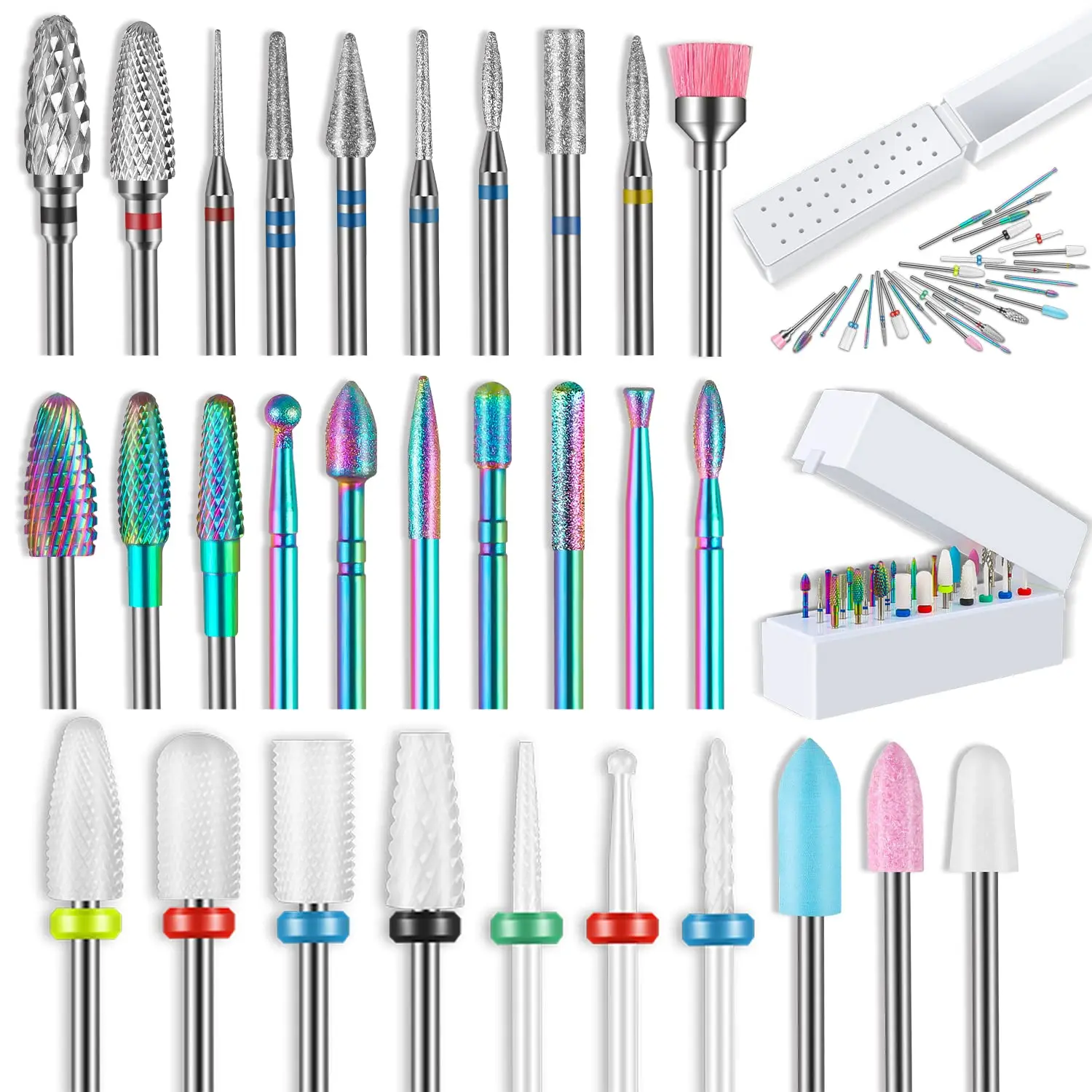 Top Trends: 30Pcs Nail Drill Bits Ceramic Diamond Cuticle Efile Carbide Remover For Home Salon Acrylic Gel Nail Manicure Pedicure Tools Shoppable Styles