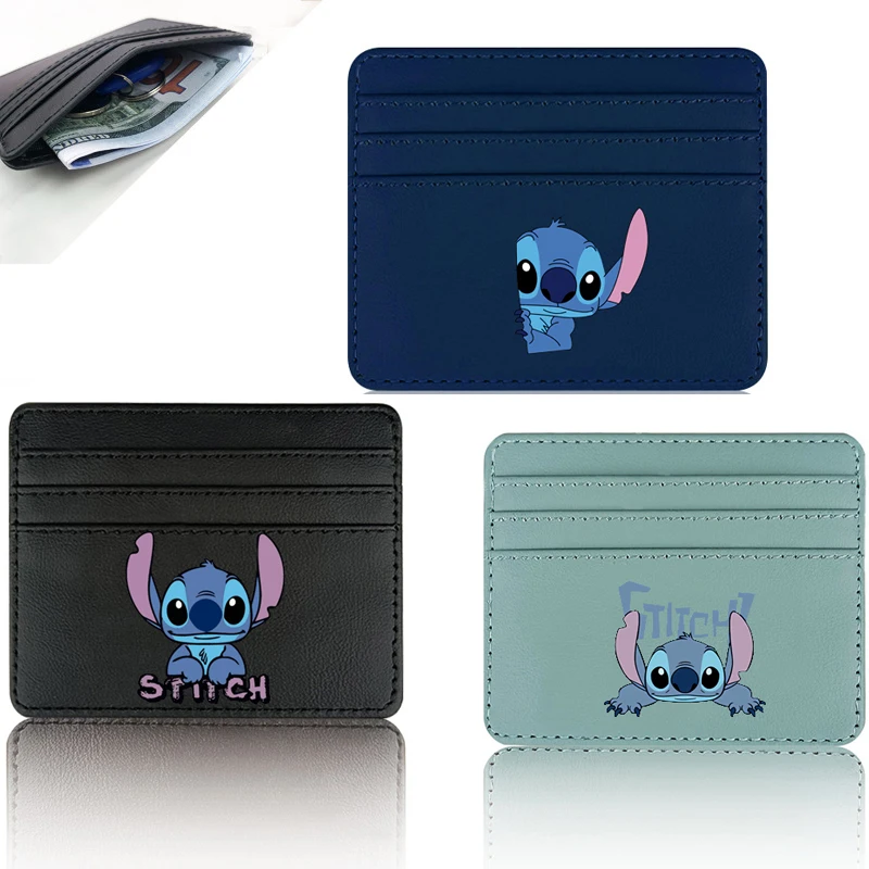 Top Trends: Disney Stitch Pu Leather ID Card Holder Credit Cards Box Multi Capacity Cartoon Card Case Wallet Women Men Business Card Cover Shoppable Styles