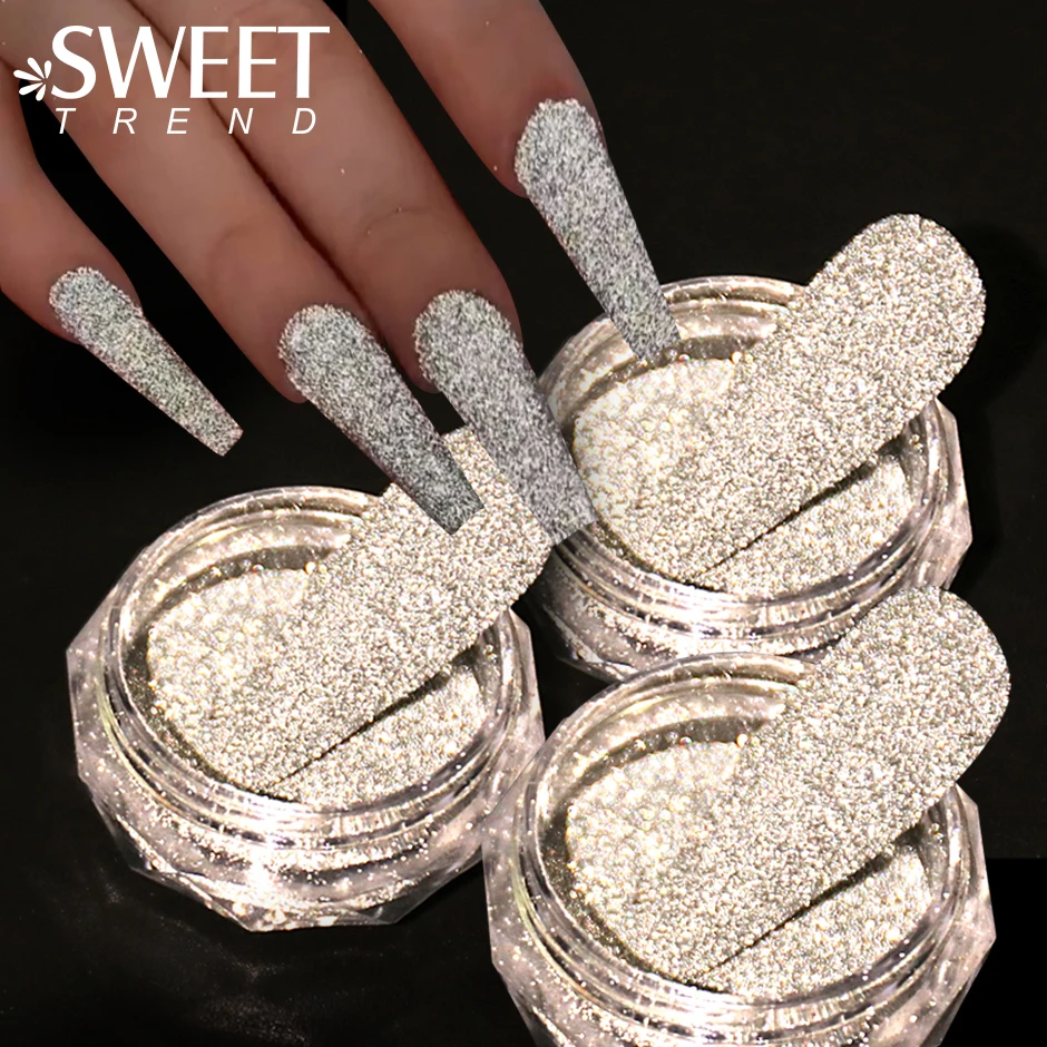 Top Trends: 1 Box Reflective Silver Nail Powder Flash Disco Diamond Chrome Pigment Dipping Powder Nail Glitter Rhinestone Sequins SWS52 Shoppable Styles