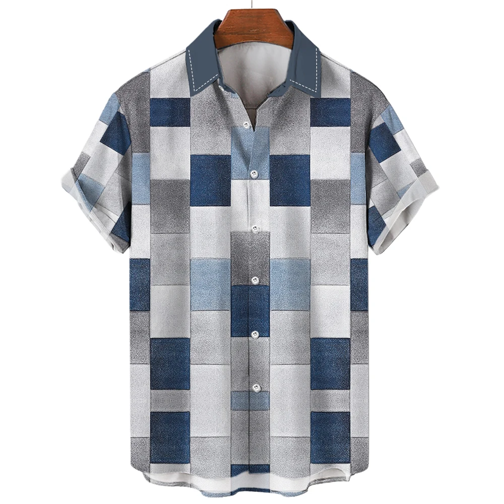 Top Trends: Colorful Plaid Shirt For Men Summer Short-Sleeved Neutral Clothing Loose Shirt Fashion Trend Oversized Men‘s Lapel Shirs Blouses Shoppable Styles - Image 6