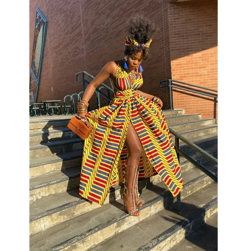 Top Trends: Indie Style African Dresses For Women Floral Dashiki Print Maxi Dress Long Summer Fashion 2023 Bandage Elegant African Clothing Shoppable Styles