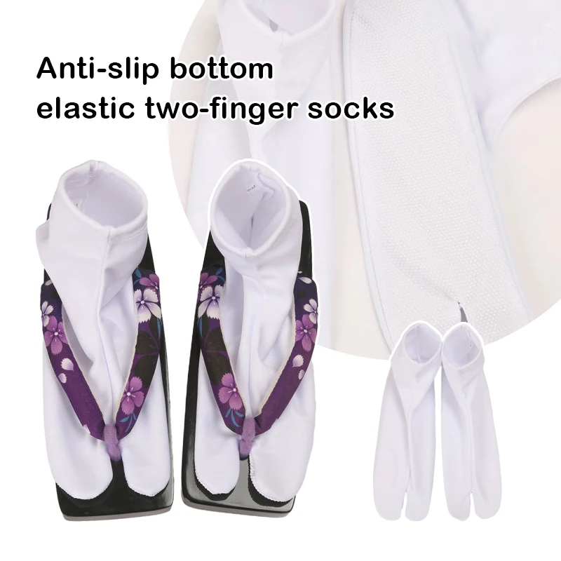 Top Trends: Kimono Japanese Cosplay Socks White Foot Bag Non-slip Bottom Sock Elastic Two-finger Socks Tabi Toe Socks Kimono Accessories Shoppable Styles