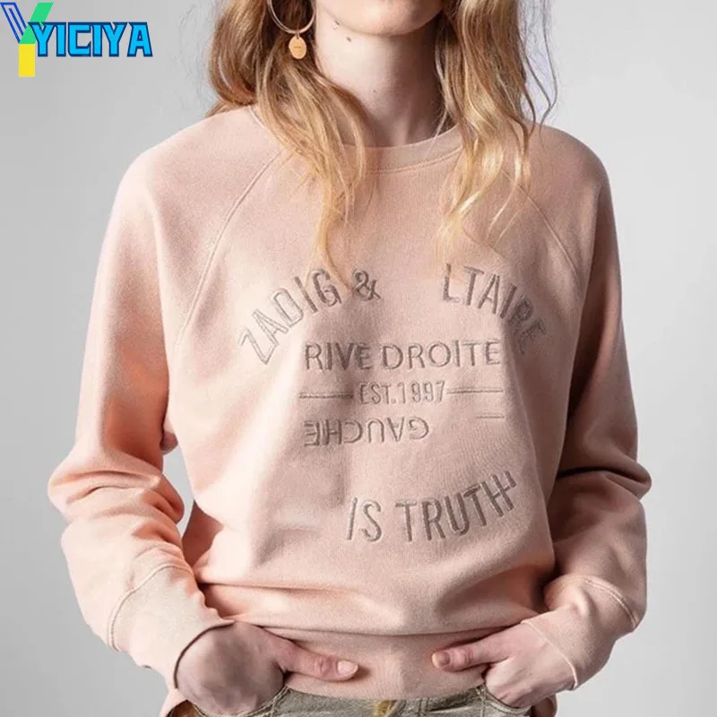 Top Trends: YICIYA Hoodie Y2k Zv Brand Sweatshirt Hoodies Woman Clothing Letter Crew Neck Sweatshirts Casual Embroidery Long Sleeve Pullover Shoppable Styles