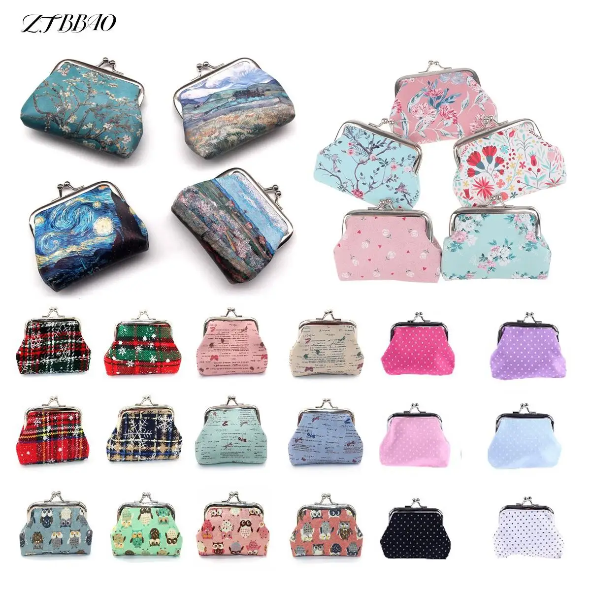 Top Trends: 1PCS Lady Retro Girl Vintage Flower Small Wallet Pocket Women Printing Coin Purses Cute Wallet Hasp Zero Wallet Purse Clutch Bag Shoppable Styles