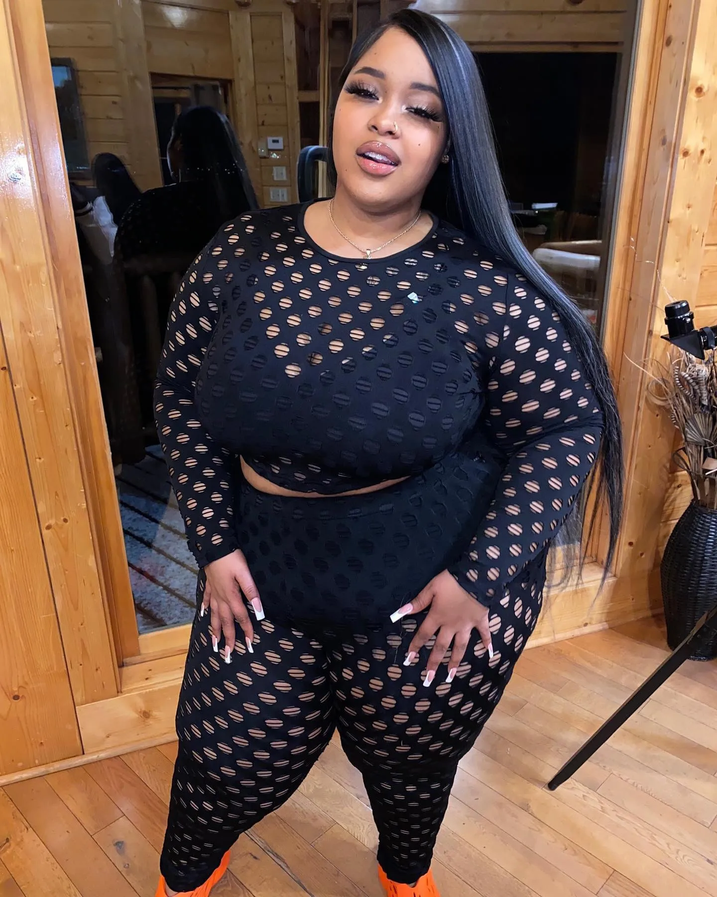 Top Trends: Plus Size Matching Sets Hole See Through Tops Shirts And Pants Female Luxury Fashion Cloth 2023 Summer Women Two Piece Sets Shoppable Styles