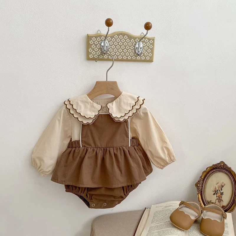 Top Trends: Cute Baby Girl Autumn Clothes 0-3Years Newborn Kids Long Sleeve Peter Pan Collar Shirt Tops Dress Romper Suspender Skirt Outfits Shoppable Styles