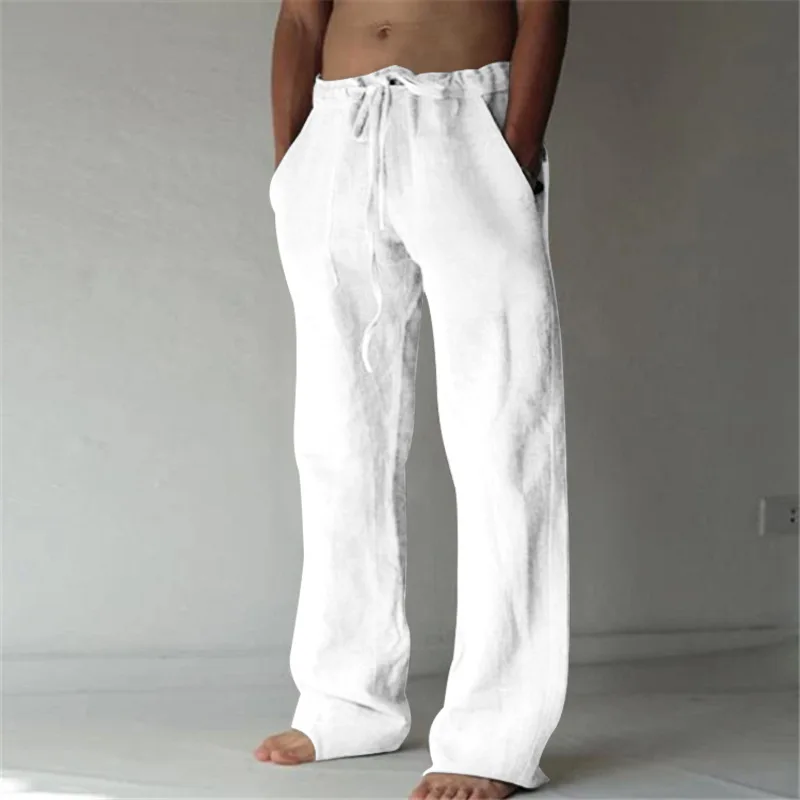 Top Trends: 2021 New Men&#039;s Cotton Linen Pants Male Summer Breathable Solid Color Linen Trousers Fitness Streetwear M-3XL Men&#039;s Clothing Shoppable Styles