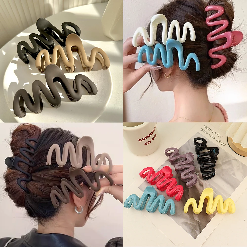 Top Trends: Fashion Acrylic Hair Claw Clip Large Wave Style Hairpins Hair Clamps Barrettes Hair Accessories Hairgrip Women Ponytail Headwear Shoppable Styles