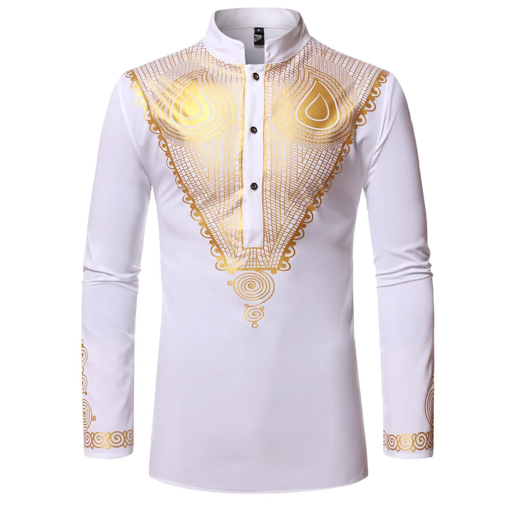 Top Trends: Men African Clothes Dashiki Print Shirt Fashion Brand African Men Business Casual Pullovers Work Office Shirts Male Clothing Shoppable Styles - Image 3