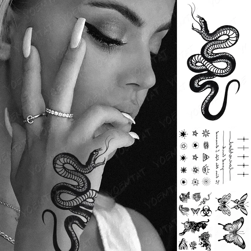 Top Trends: Dark Snake Waterproof Temporary Tattoo Stickers Scorpion Prajna Old School Flash Tattoos Hand Arm Women Body Art Fake Tatoo Men Shoppable Styles