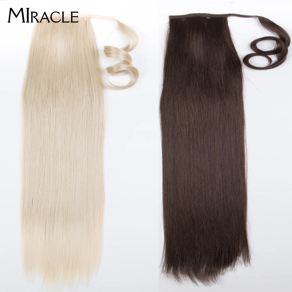 Top Trends: MIRACLE Synthetic Long Straight Wrap Around Clip In Ponytail Hair Extensions Ombre 32 Inch Heat Resistant Pony Tail Fake Hair Shoppable Styles