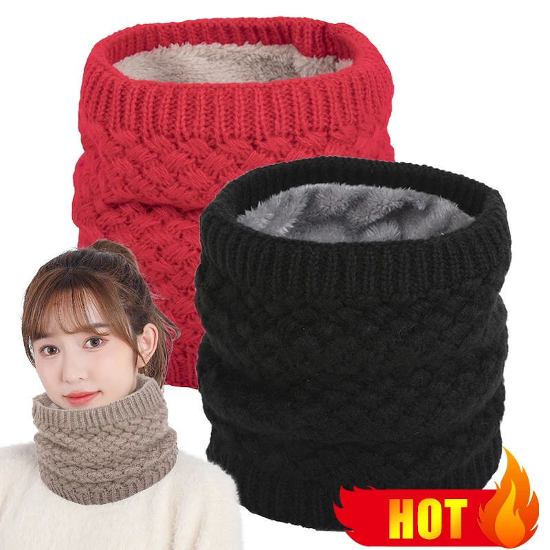 Top Trends: Winter Knitted Scarf For Women Men Warm Snood Scarfs Neck Warmer Fleece Inside Thick Knitting Ring Scarf Outdoor Neck Scarves Shoppable Styles