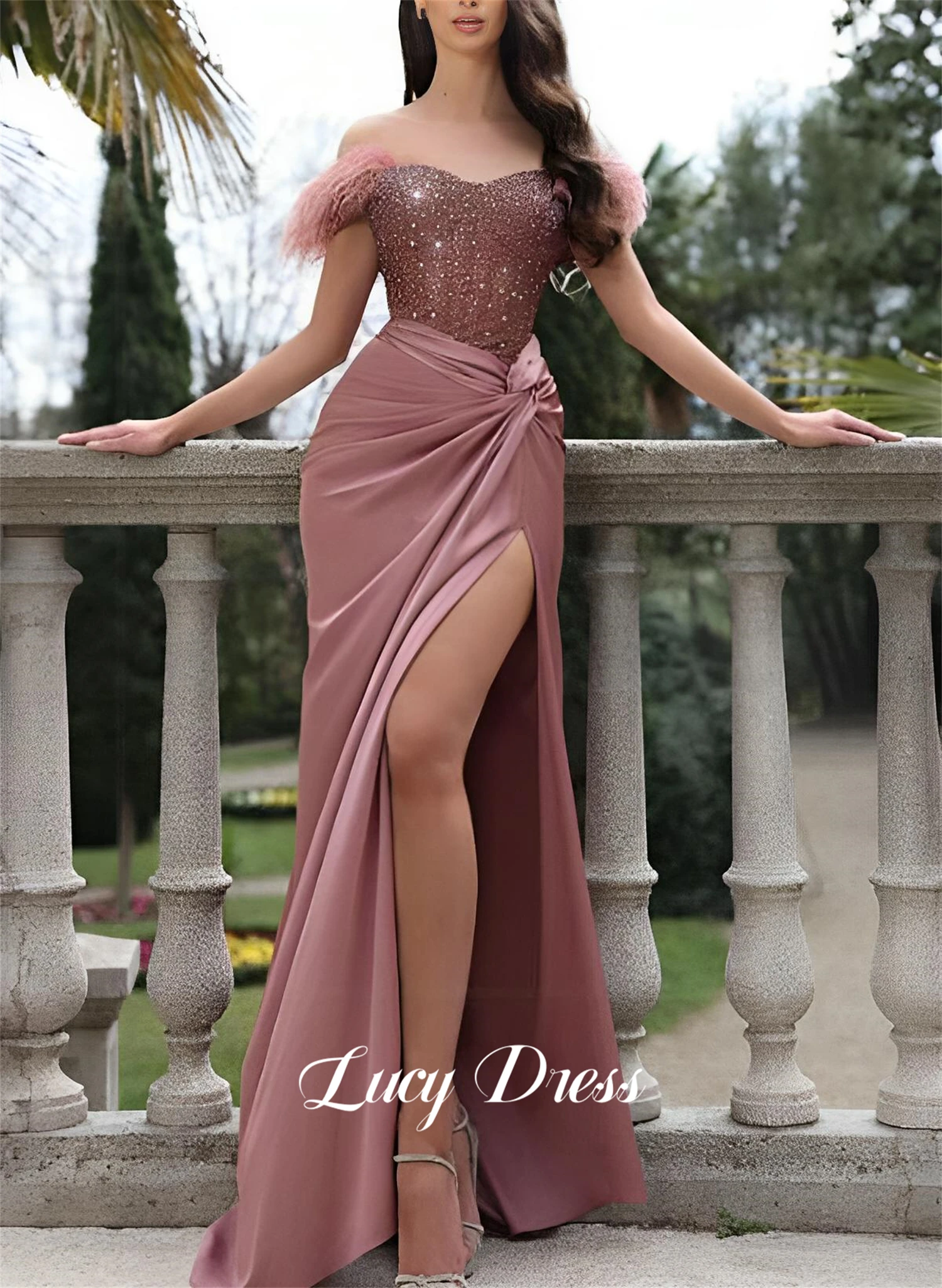 Top Trends: Lucy Dark Pink Mermaid Luxurious Decoration Gala Dress Woman Prom Dresses Party Women Elegant Luxury Evening 2024 Women's New Shoppable Styles