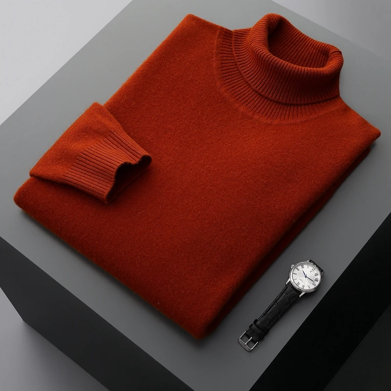 Top Trends: Fall / Winter 100% Wool Bottoming Shirt Men's Thickened Turtleneck Sweater Business Cashmere Knitting Shoppable Styles