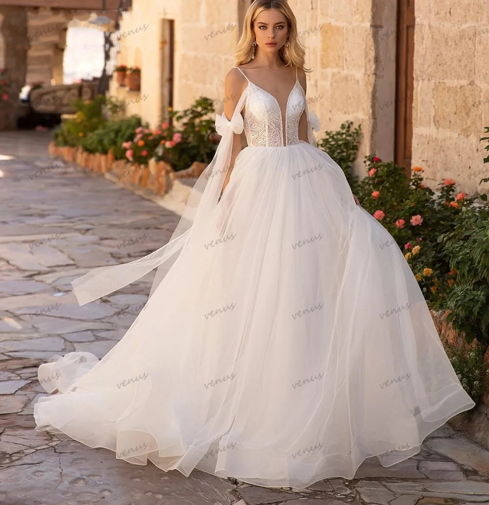 Top Trends: Princess Pretty Wedding Dresses A-Line Tulle Bridal Gowns Sexy Robe Deep V-Neck Backless Off The Shoulder Vestidos De Novia 2024 Shoppable Styles