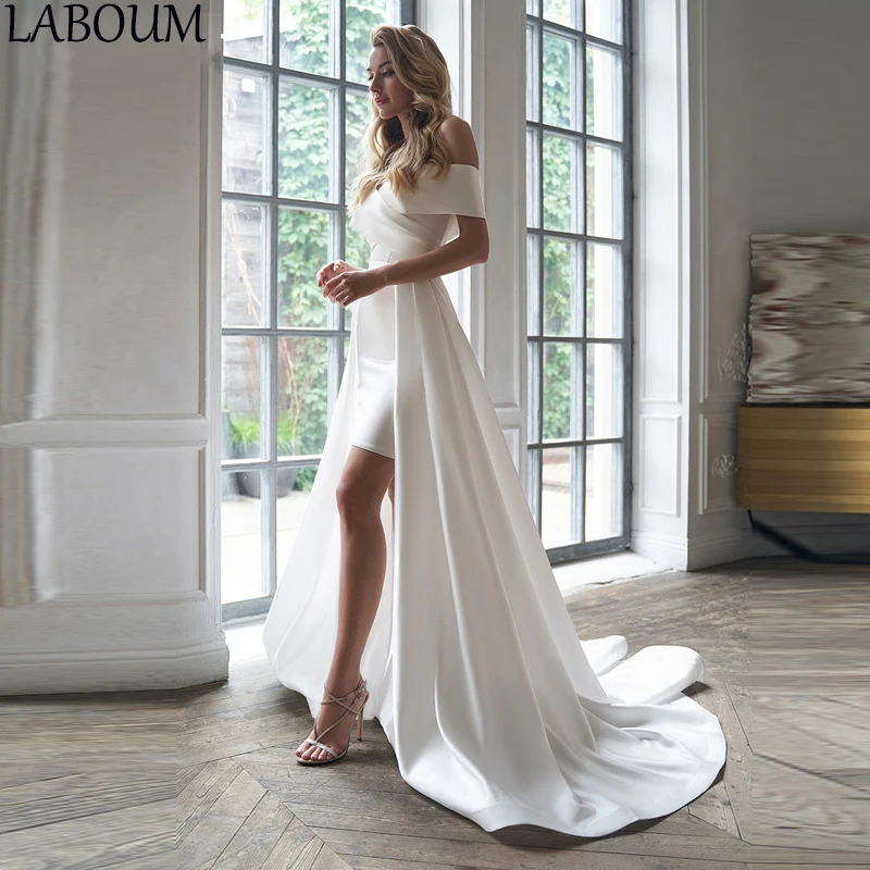 Top Trends: LaBoum Off The Shoulder Wedding Dress 2 In 1 Detachable Train White Dress Vestido Novia Bride Gown For Women Vestido De Novia Shoppable Styles