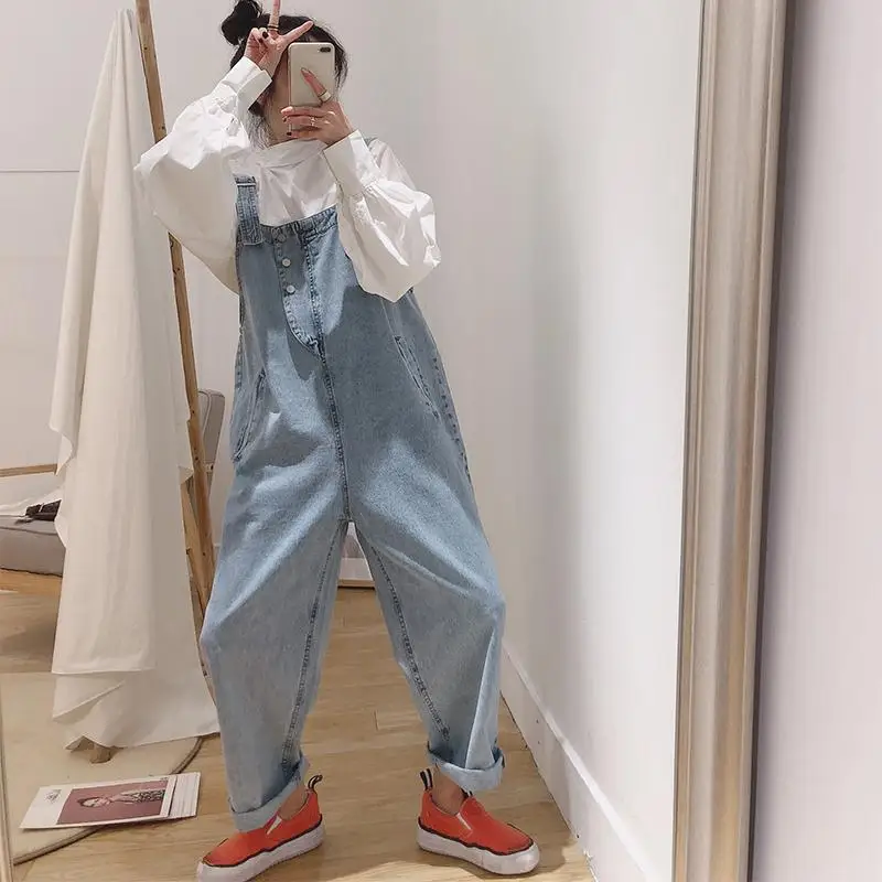 Top Trends: New Korean Streetwear Denim Jumpsuit Women Loose Cute Jumpsuits Casual Fashion Girls Maxi Blue Jeans Overalls S-2XL Shoppable Styles