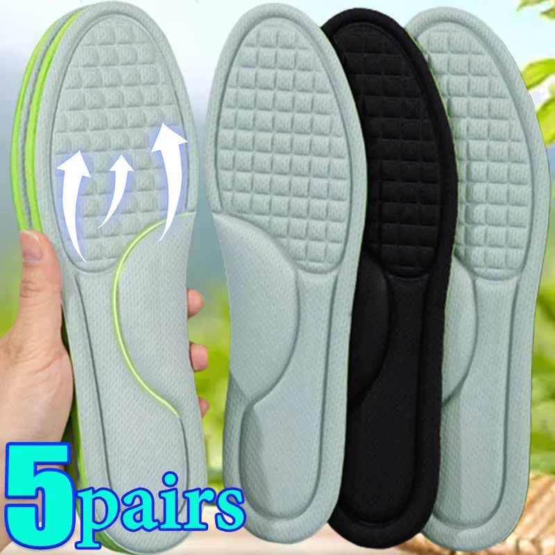 Top Trends: 1 / 2 / 3 / 5pairs Memory Foam Insoles For Men Women Sport Running Shoes Sole Breathable Cushion Pads Nano Deodorization Feet Insoles Shoppable Styles