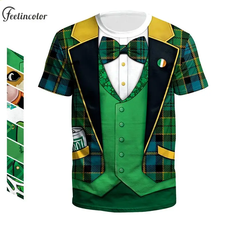 Top Trends: St. Patrick's Day T-shirts Men Women 3D Suit Printed Top Short Sleeve Irish Party Clothes Couple Casual Streetwear Clothing Shoppable Styles