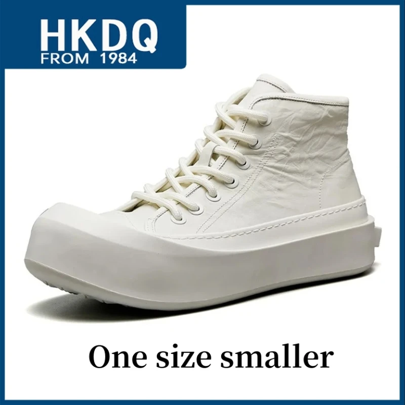 Top Trends: HKDQ Leather Platform Men&#039;s White Sneakers Outdoor Designer High Top Sneaker Men Fashion Casual Lace-up Men&#039;s Vulcanized Shoes Shoppable Styles