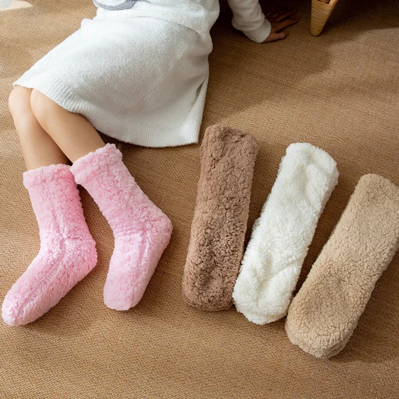 Top Trends: Fluffy Socks Women Slouch Winter Warm Plush Non Slip Grip Fuzzy Sleeping Thick Soft Female Floor Comfy Loose Slippers Sock Shoppable Styles - Image 4