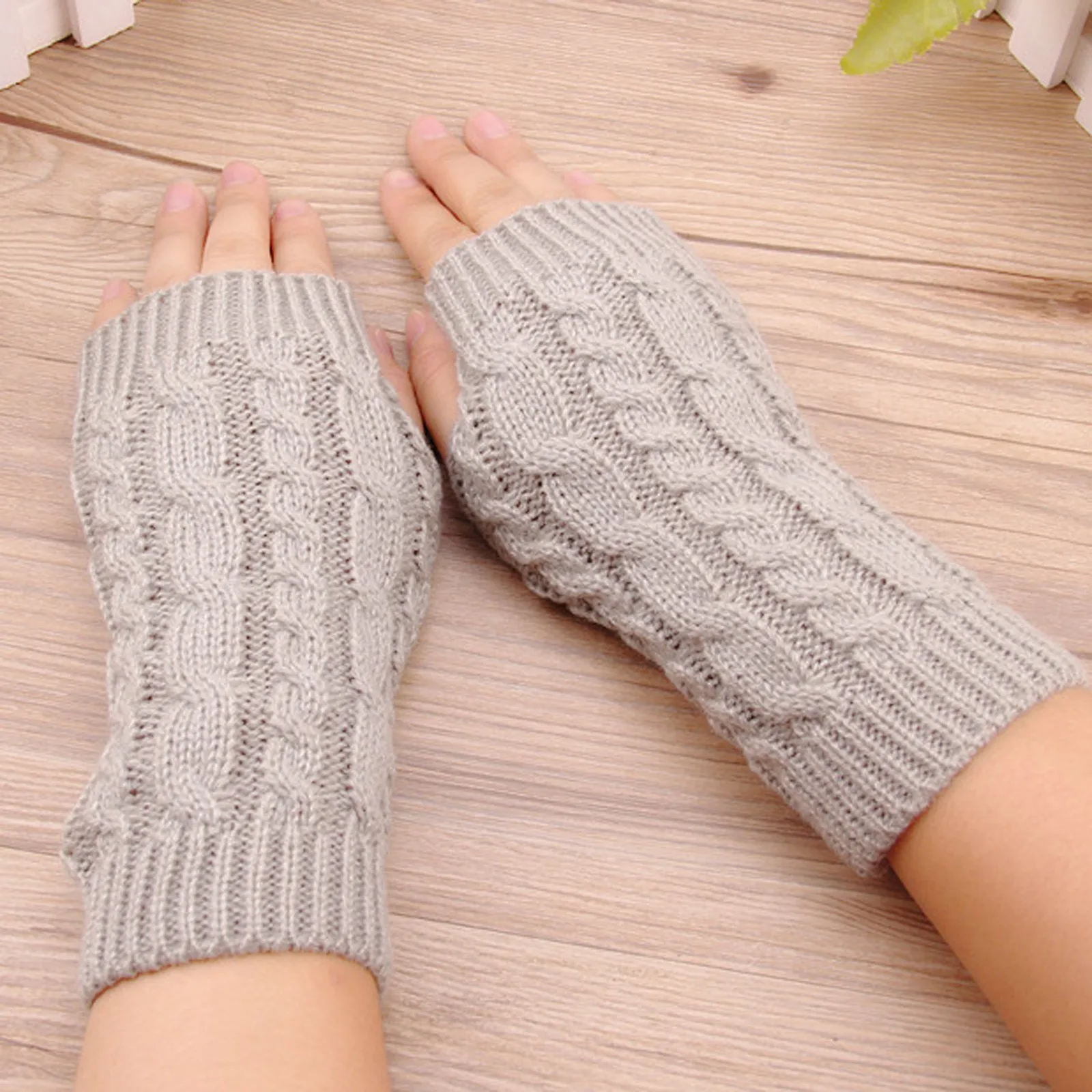 Top Trends: Women Long Fingerless Gloves Knitted Mittens Winter Arm Warmer Punk Gothic Ribbed Y2K Girls Solid Color Gloves Arm Sleeves Shoppable Styles - Image 5