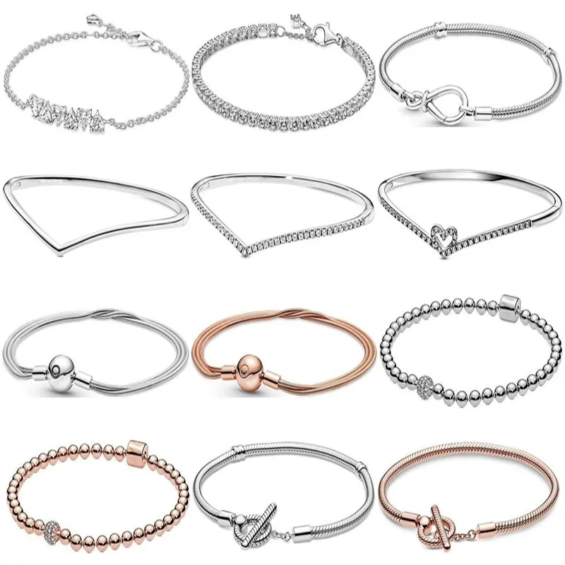 Top Trends: Hot 925 Sterling Silver Exquisite Beaded T-shaped Women's Bracelet Combines Women's Original High-quality Charm Fashion Jewelry Shoppable Styles