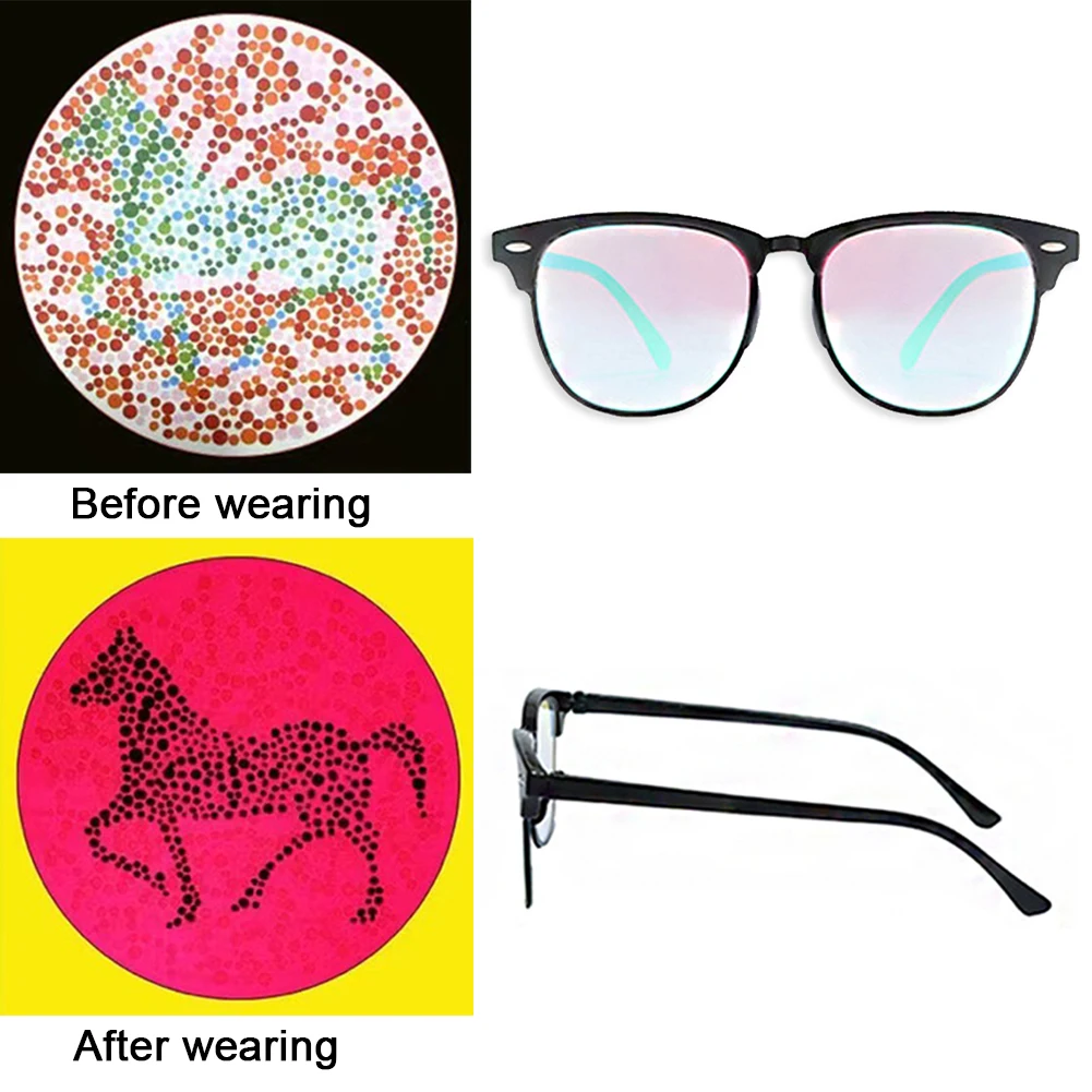 Top Trends: Glasses For People With Red-green Colorblindness Daltonism And Color Weakness Plastic Half Frame Two-sided Coating Lenses Shoppable Styles