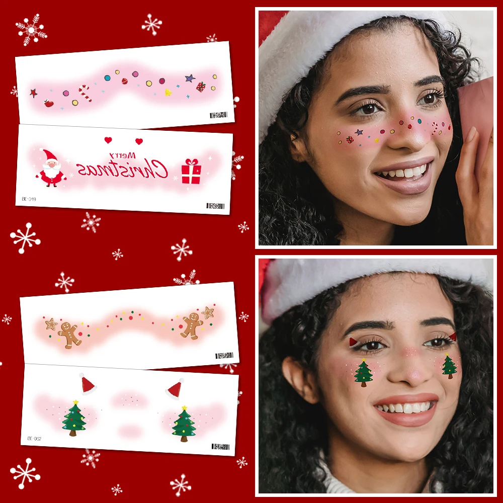 Top Trends: 1 Sheet Christmas Temporary Tattoos Snowflake Santa Gift Xmas Tree Makeup Face Tattoo Stickers Kids Women Waterproof Tattoo Shoppable Styles