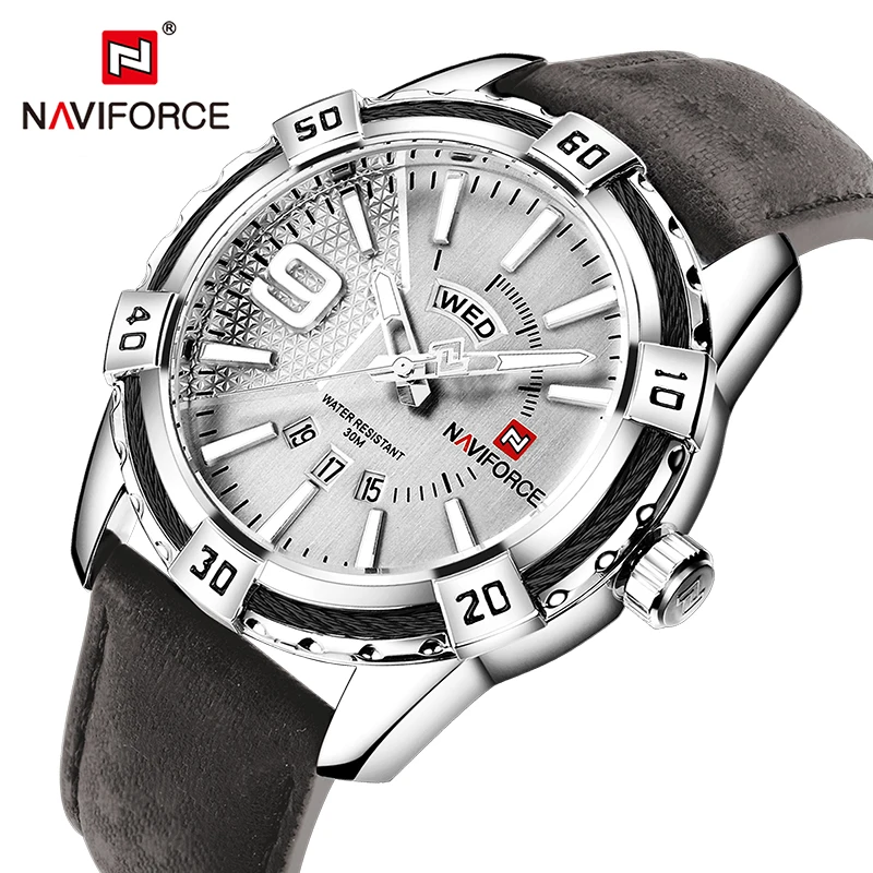 Top Trends: NAVIFORCE Luxury Brand Watches For Men Military Sports Luminous Day And Date Display Leather Waterproof Men Quartz Wrist Watches Shoppable Styles