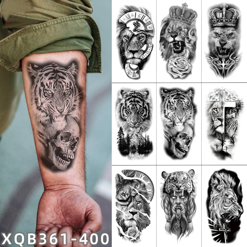 Top Trends: Waterproof Temporary Tattoo Sticker Flower Lion Tiger Wolf Crown Body Art Arm Fake Tattoos King Animal Tattoo For Men Women Shoppable Styles