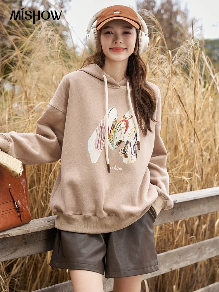 Top Trends: MISHOW Women's Hoodie Letter Graphic Print Oversize Sweatshirts 2023 Autumn Pullover Hooded Loose Casual Korean Tops MXC46V0021 Shoppable Styles - Image 3