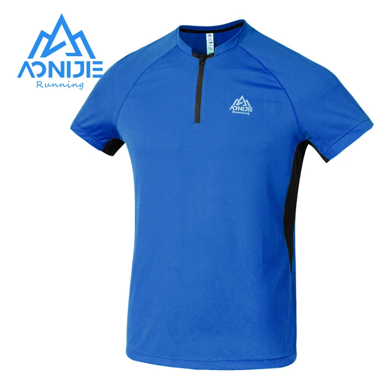 Top Trends: AONIJIE FM5158 Man Male Sports Quick Drying T-shirt Running Crewneck Zipper Short Sleeves Breathable Tops For Fitness Cycling Shoppable Styles