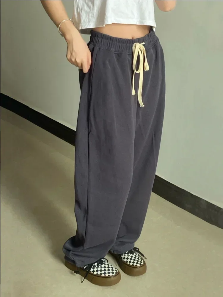 Top Trends: HOUZHOU Gray Sweatpant Women Casual Harajuku Wide Leg Joggers Oversized Streetwear Female Baggy Straight Trousers Korean Fashion Shoppable Styles