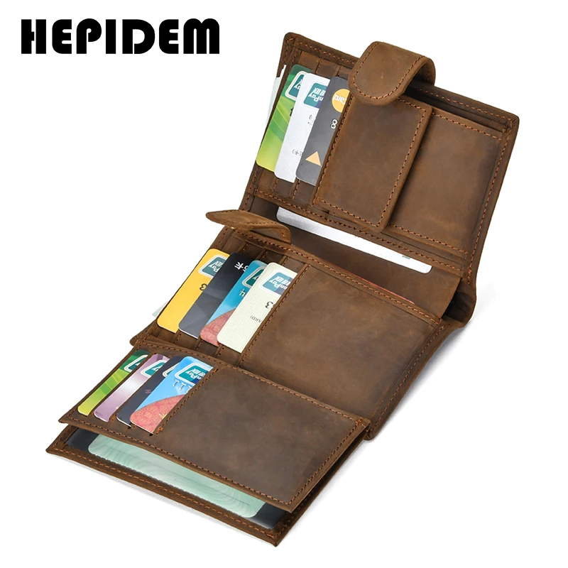 Top Trends: HEPIDEM RFID High Quality Crazy Horse Genuine Leather Slim Wallet 2020 New Front Pocket Money Dollar Bill Purse For Men 8129 Shoppable Styles