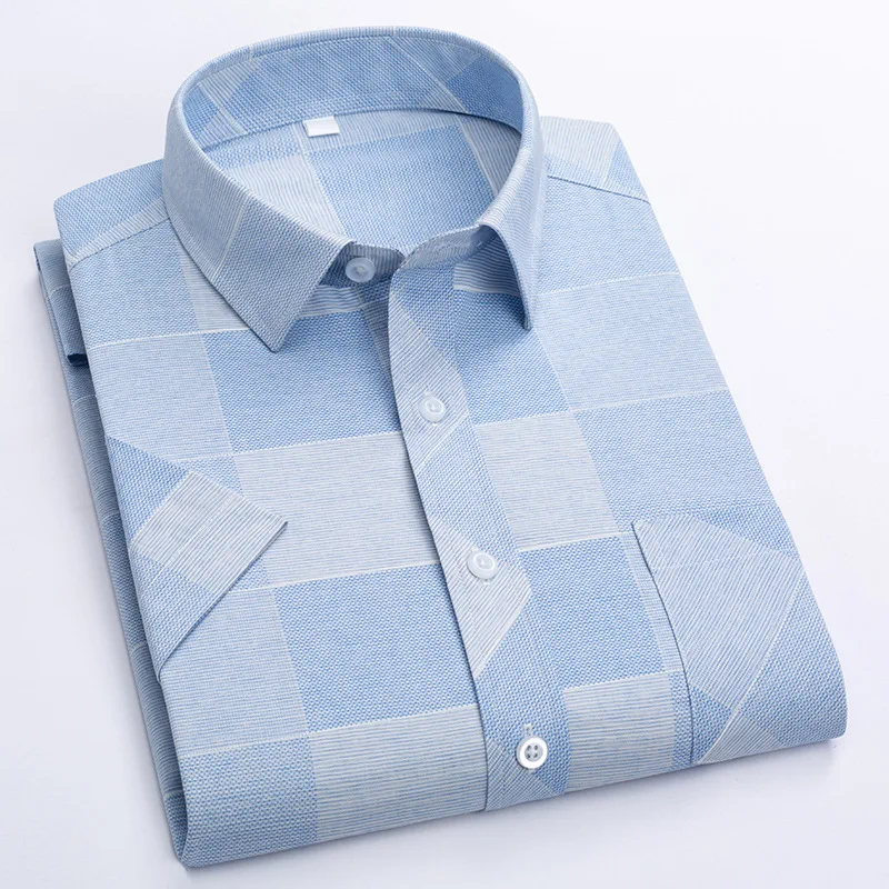 Top Trends: Summer Short Sleeve Shirts Men Shirts Men Casual Short Sleeve Button Up Shirts For Men Geometric Pattern 50% Cotton 50%Polyester Shoppable Styles - Image 3