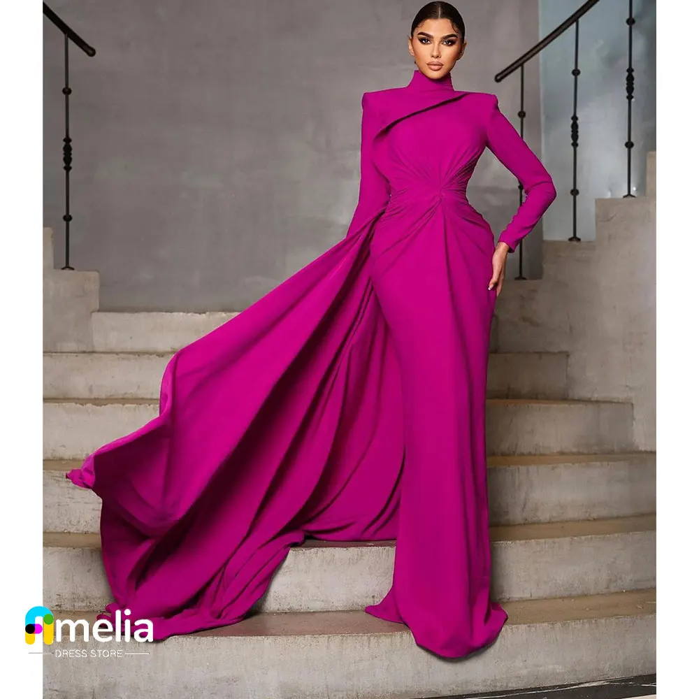 Top Trends: Amelia Dubai A-Line High Neck Prom Dress Floor Length With Full Sleeves Evening Summer Elegant Party Dress For Women 2023 Shoppable Styles